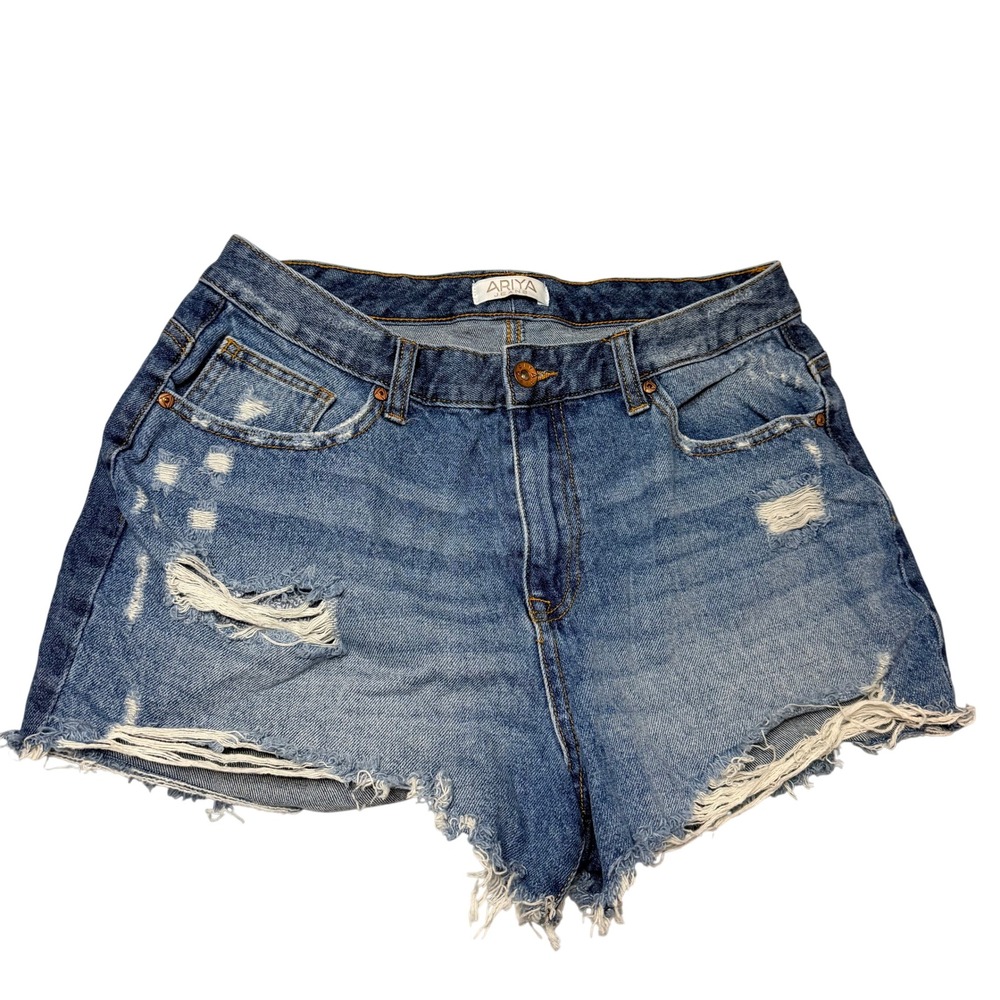 ARIYA JEANS Womens Blue Denim Distressed Frayed Hem Cutoff‎ Shorts Size 13/31